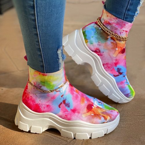 White Chunky Sole Light Slip-On Fashion Sneakers