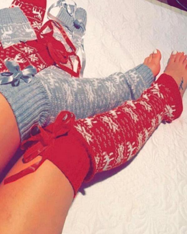 Christmas Knitted Over Knee High Thigh Socks