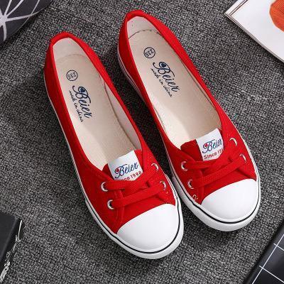 *Large Size Women Spring Autumn Daily Casual Canvas Lace Up Shoes Flats Slip On