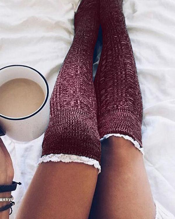 Over Knee Long Thigh High Lace Socks
