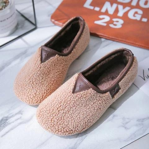 Soft Curly Plush Slip On Warm Loafers