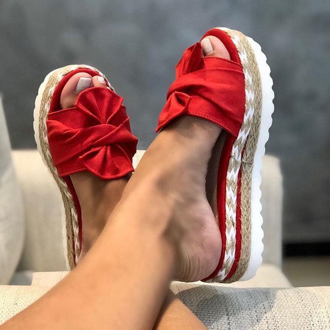 2021 Women Casual Daily Comfy Bowknot Slip On Sandals