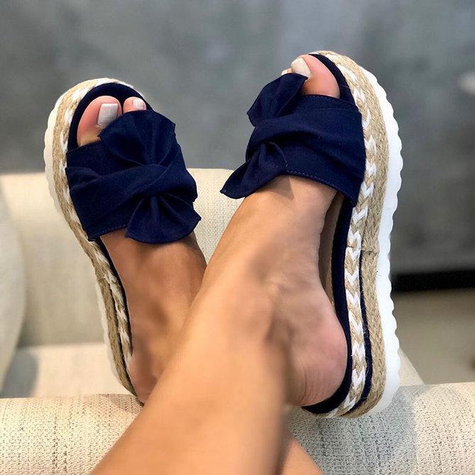 2021 Women Casual Daily Comfy Bowknot Slip On Sandals