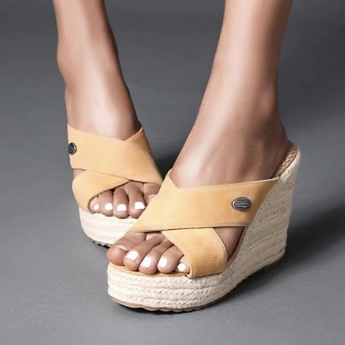 Women Wedge Heel Slip-On Open Toe Espadrille Sandals