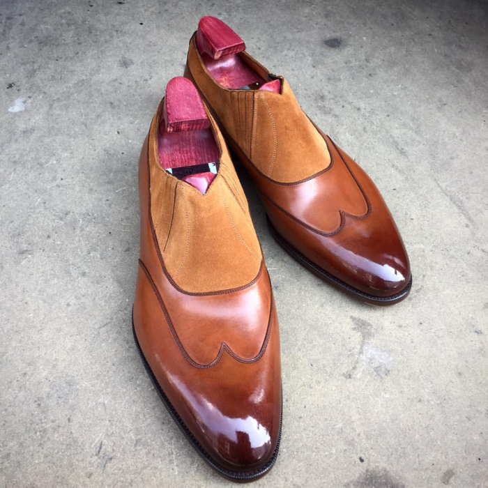 Men's Vintage Chestnut Calf Skin Suede Dress Shoes