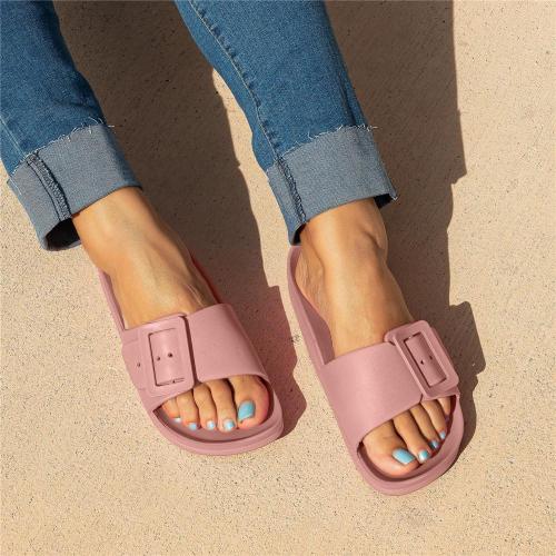 Multi-colored Buckle Slide Sandals