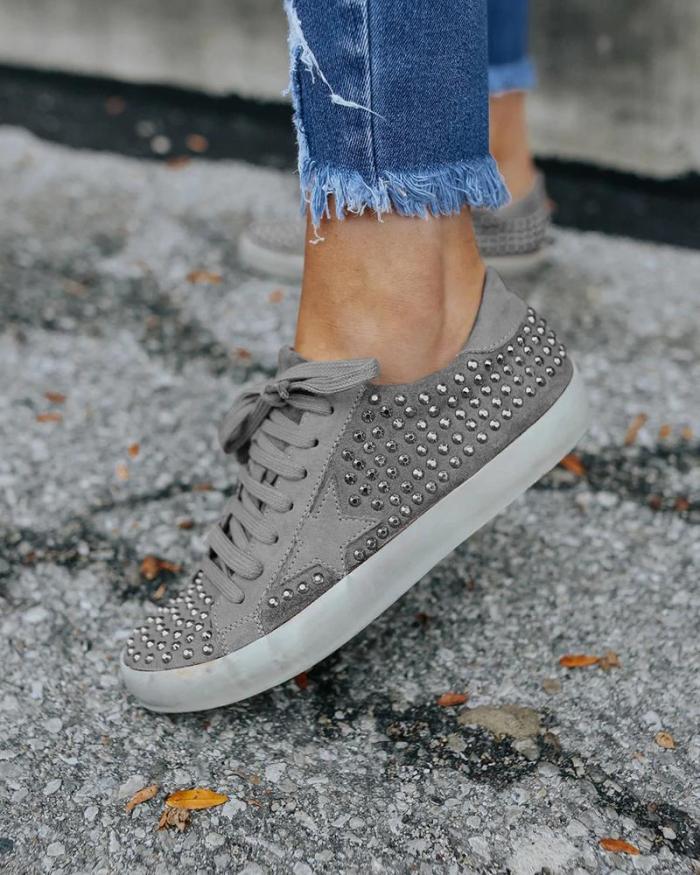 Faux Suede Studded Star Sneakers