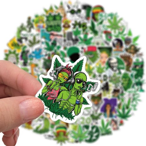 100pcs Character Weed Leaf Stickers