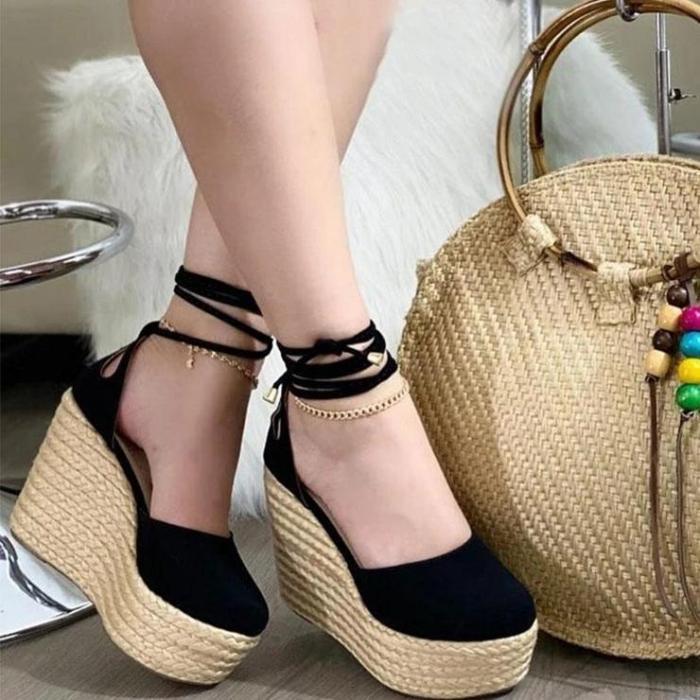 Women's Fashion Lace-Up Wedge Shoes
