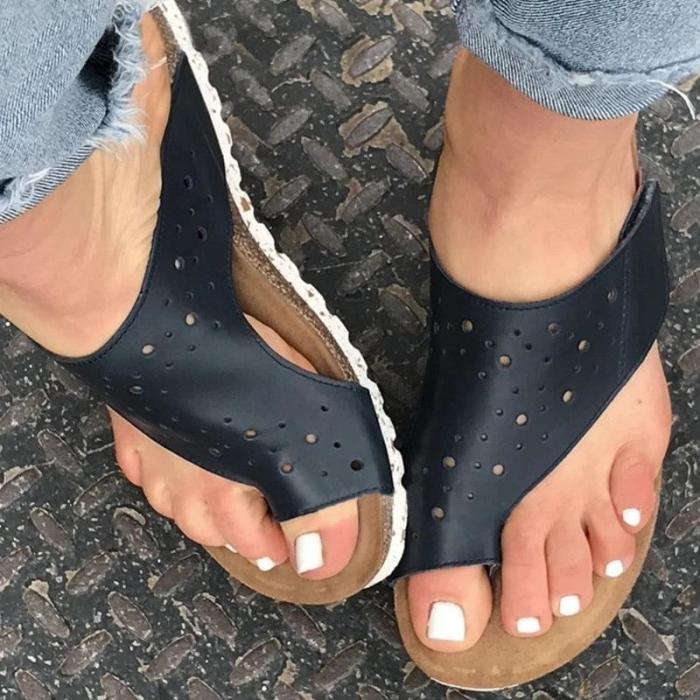 Women Casual Daily Pu Hollow-out Toe Loop Beach Sandals