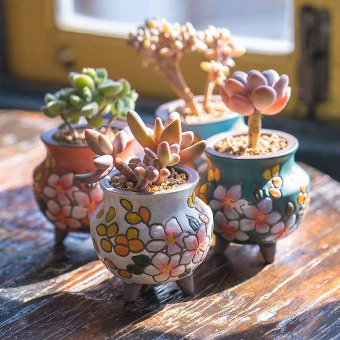 Beautiful Flower Style Ceramic Planter,Succulent Planter,Ceramic Planter,Home Decor,Simple Gift,gift idea, Office Decor, Pot