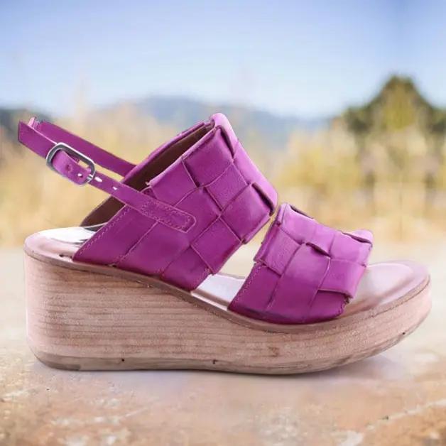 Women‘s Fashionable Retro Woven Comfortable Wedge Sandals