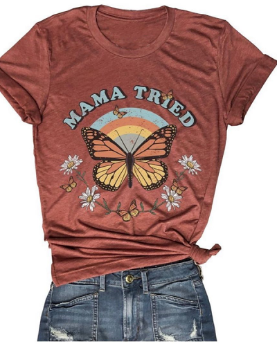 Mama Tried Butterfly Rainbow T-shirt