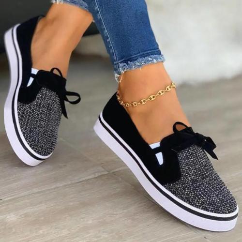 Women Casual Daily Mesh Cloth Bowknot Slip On Flat Loafers