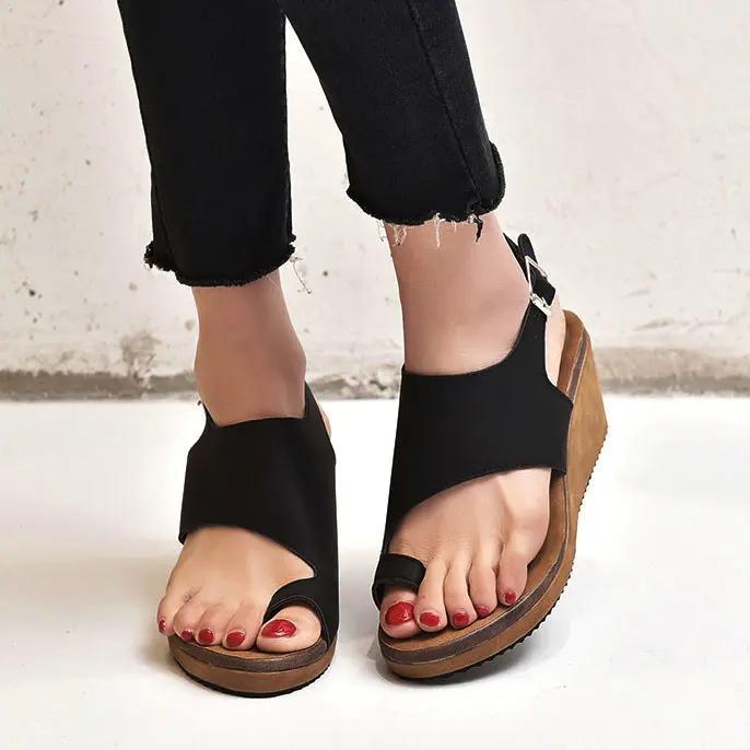 Women's Leopard Print Toe-Strap Wedge Sandal
