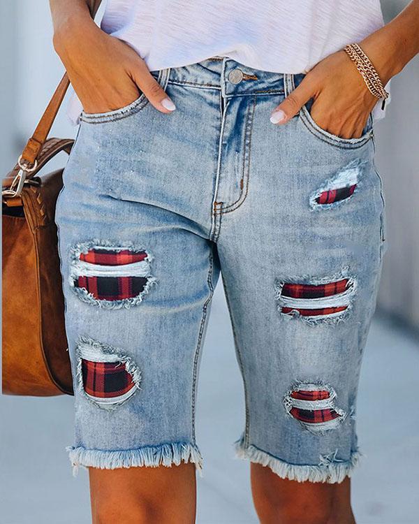 Thin High-waisted Straight Washed Denim Pants