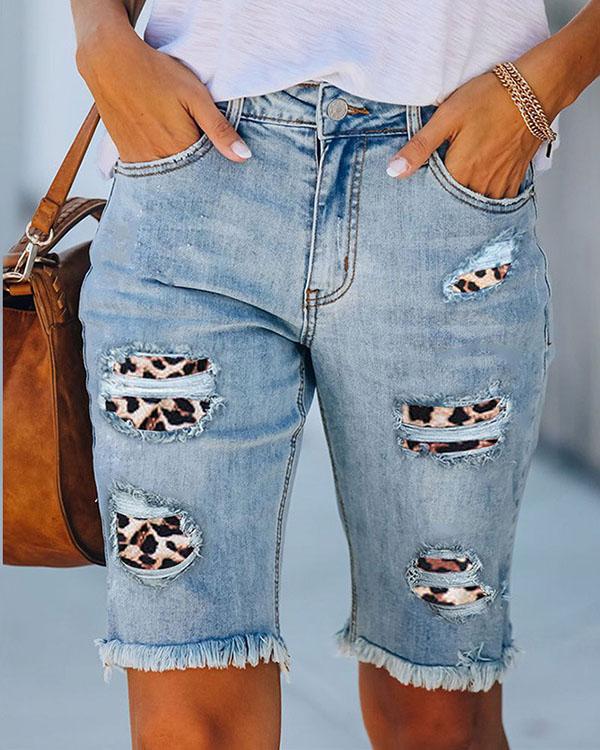 Thin High-waisted Straight Washed Denim Pants