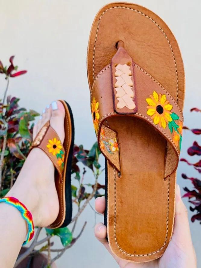Women's Casual Hollow Flower Flat Sandals
