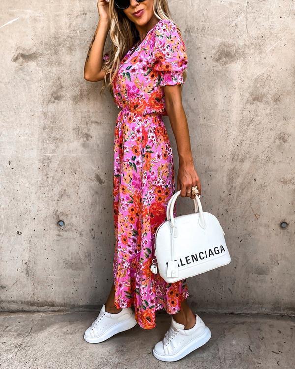 Women's Short-Sleeved Print Dress