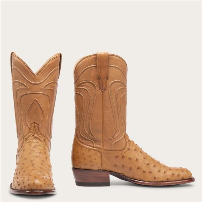 Men's Ostrich Zip-Up Boot - Full-Quill Zipper Cowboy Boots