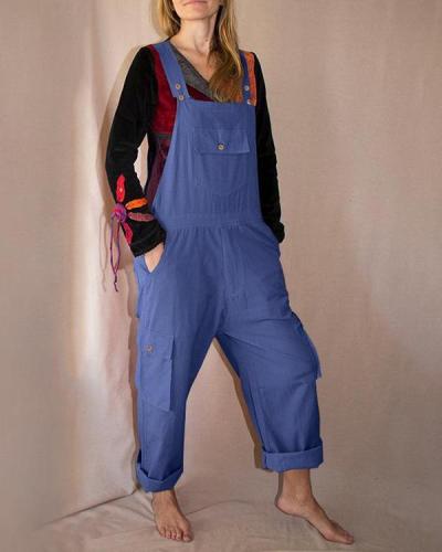 Casual Multi-pocket Overalls Casual Shift Pockets One-pieces Jumpsuits