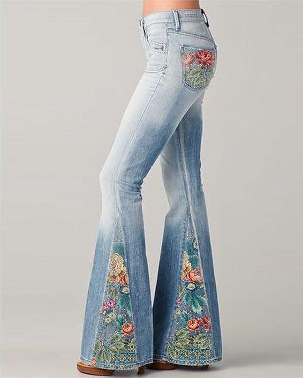 flower flared pants
