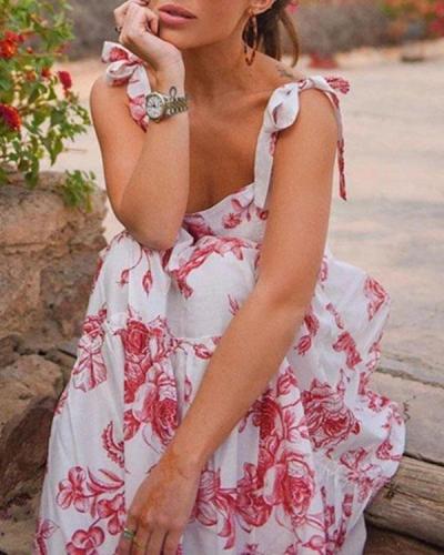 Women Charming Floral Summer Vacation Dress