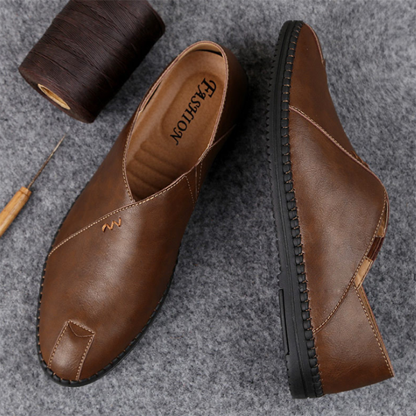 Summer New Leather Lazy Shoes Men's Casual Leather Shoes