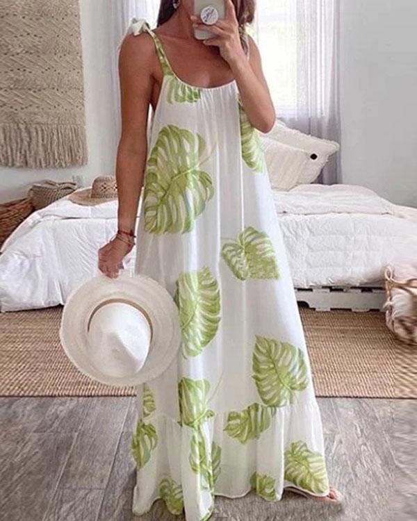 Women's Sexy Lace Up Print Summer Holiday Dress