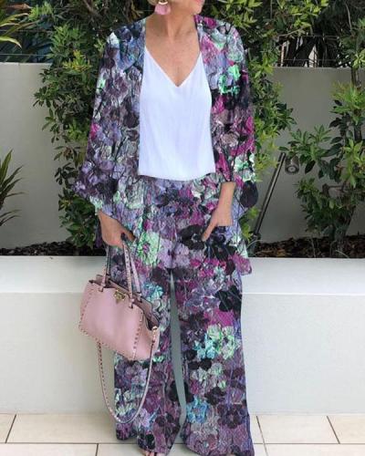 Women's Fashion Printed Casual Suit