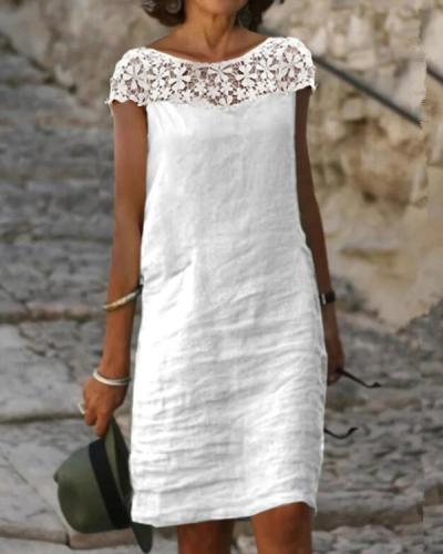 Lace / Solid Shift Knee-Length Casual Dresses