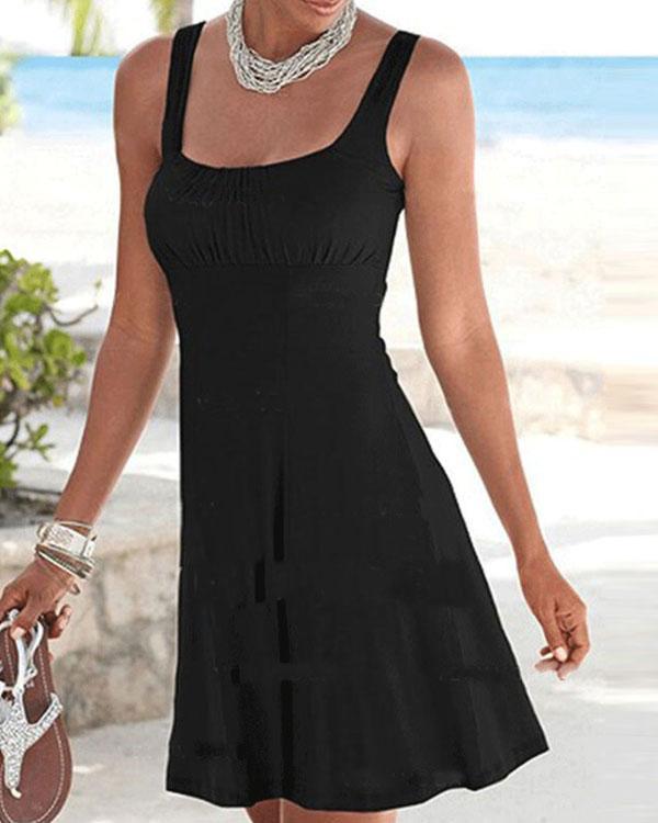 Solid Sexy A-Line Beach Dress