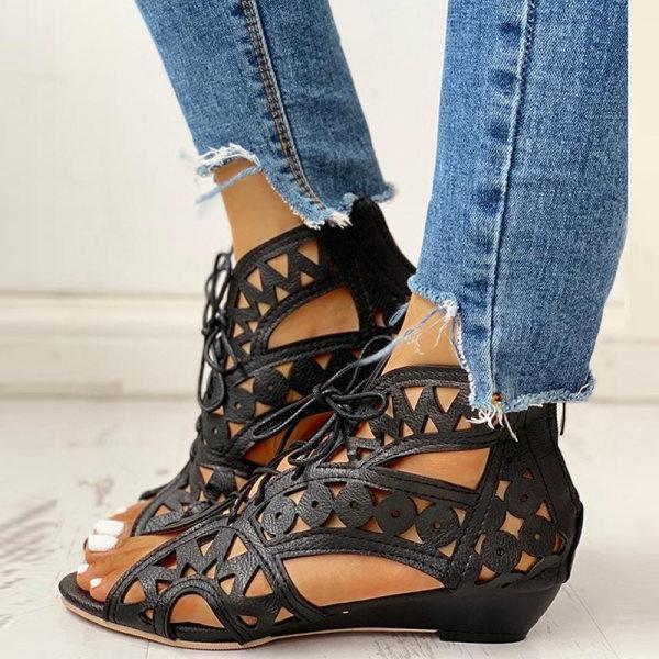 Women's Lace-up Hollow Wedge Sandals