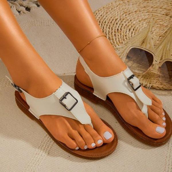 Women's Fashion Buckle Strap Roman Flat Flip-flop Sandals