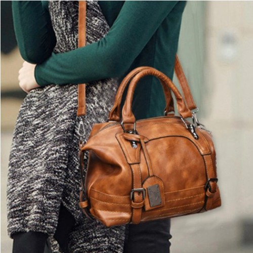 Women PU Leather Handbag Crossbody Bag Solid Shoulder Bag
