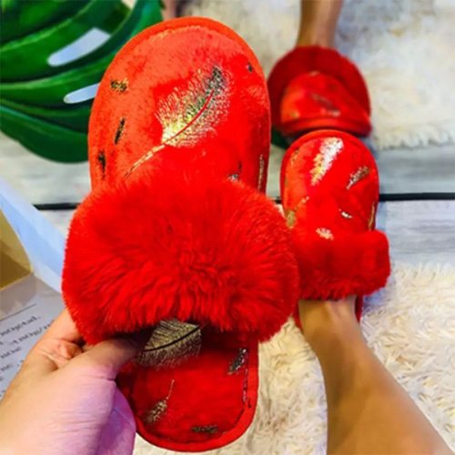 Golden Feather Home Warm Slippers