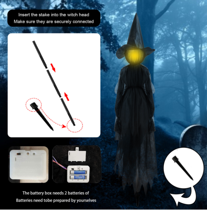 Lighted Halloween Witch Decoration Set