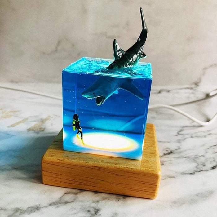 3D Shark Diver Decoration LED Lamp