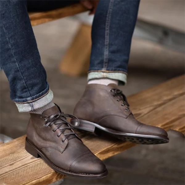 Men's Round Toe Front Lace-up Casual Low-Top Martin Boots