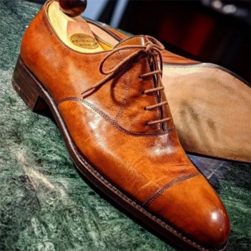Men's Low-heel Round Toe Lace-up Casual Business Shoes