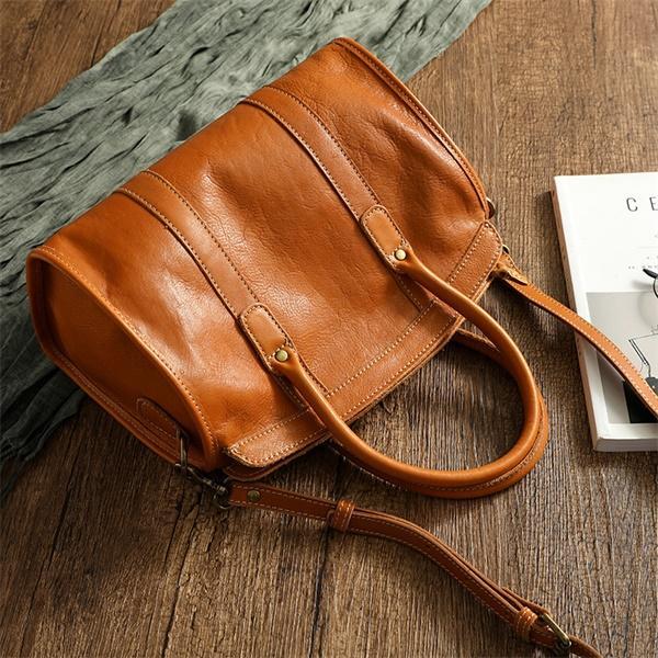 Vintage Leather Shoulder Handbag Large Capacity Handmade Leather Handbag