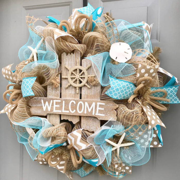 Welcome Beach Seashell Wreath