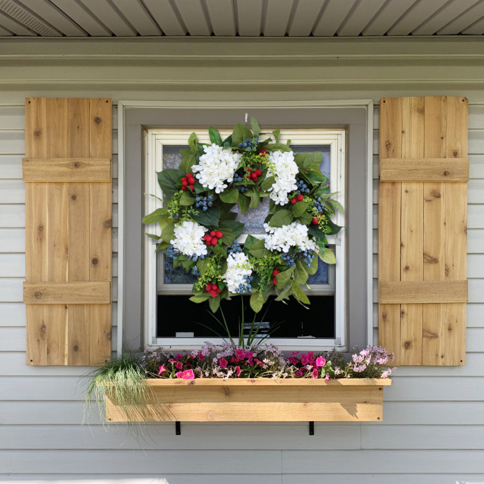 Raspberry blueberry summer wreath-The flowerpot door wreath is unique!