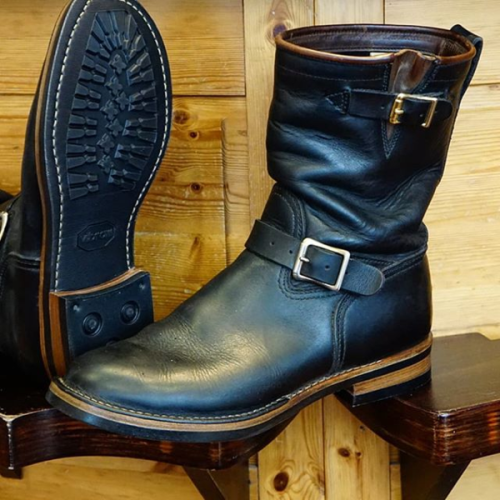 Men's Custom Black Diagonal Buckle Cowboy Boots