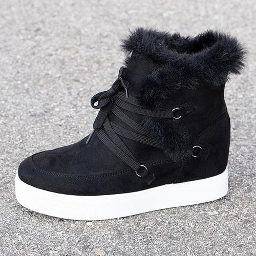 Round Toe Frayed Snow Boots