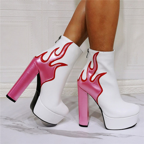 Sexy Flame Thick Heel Boots
