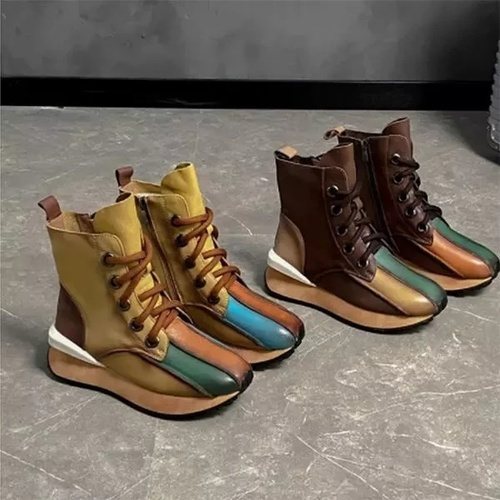 Women's Retro Color Matching Boots