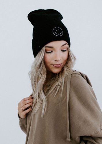Smiley Embroidered Beanie