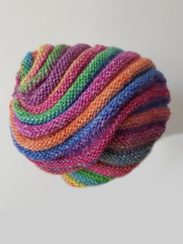 Warm Knitted Hat with Rainbow Stripes