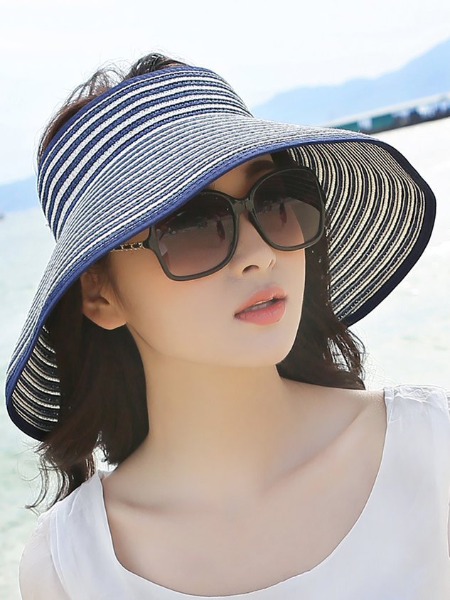 Women Foldable Bowknot Empty Top Wide Brim Beach Sun Straw Hats